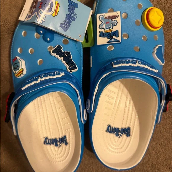 CROCS Blue and White Fun Sandals, W9 M6 - Picture 2 of 3
